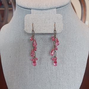 Nordstrom Vintage Hot Pink Australian Crystal Fish Hook 2" Dangle Earrings